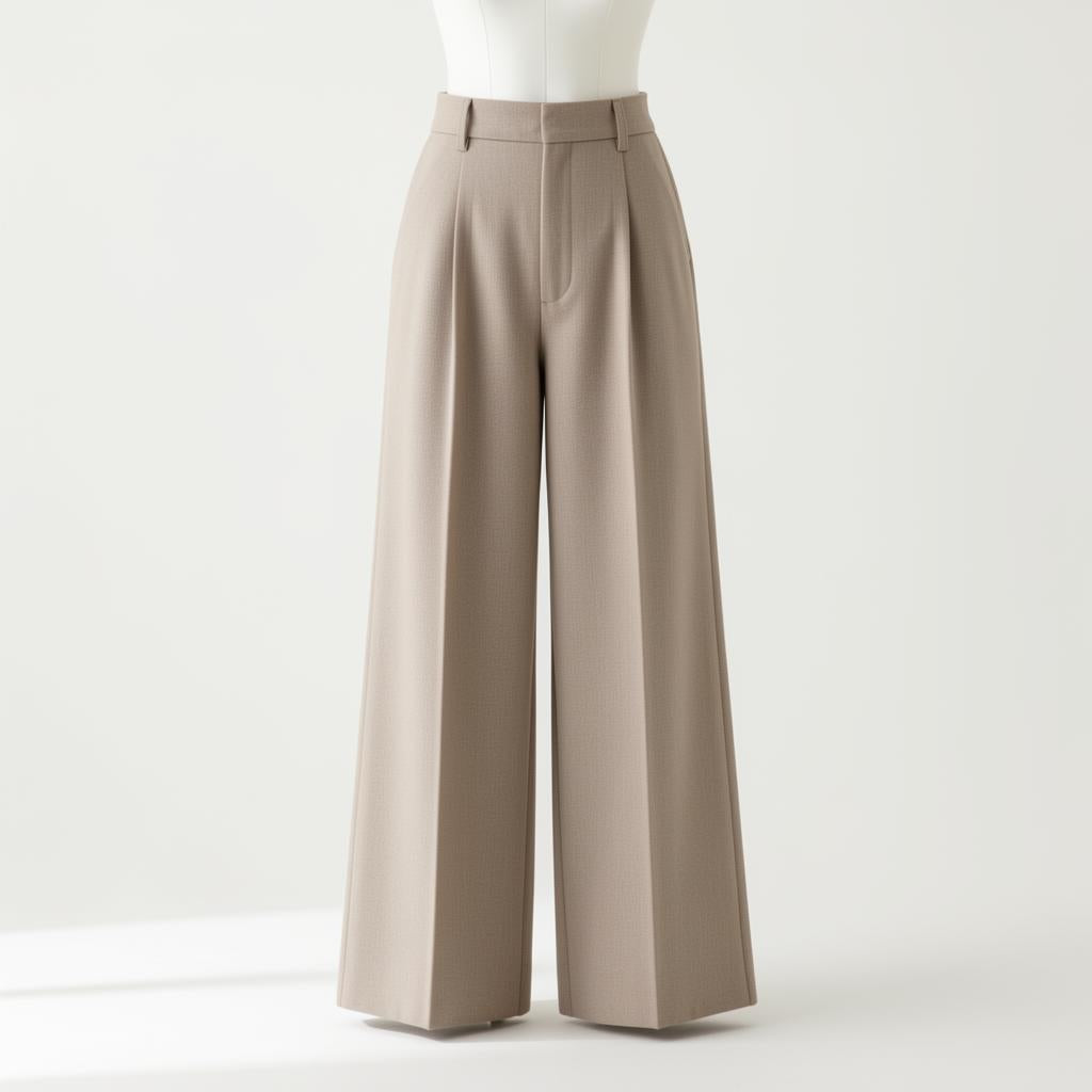 Pleated wide-leg trouser in stone